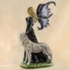 Fairy Collection~Large Scale Black Fairy With Wolf Figurine Statue 22.75"H Resin New!