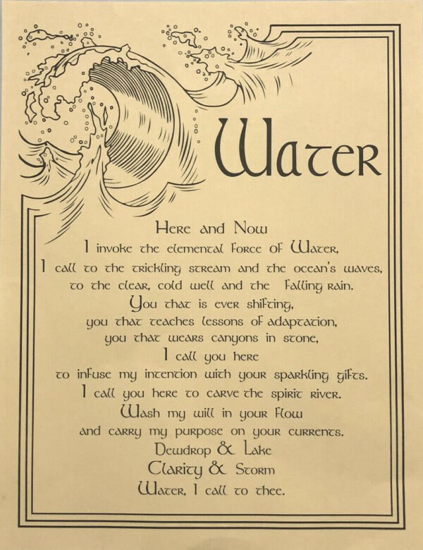 Witchcraft~Water Invocation Parchment Page Poster Book Of Shadows Wicca Pagan