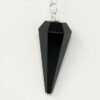 Magicun Stone~Black Tourmaline Pendulum with Chain, Faceted (Natural Crystal Stone)