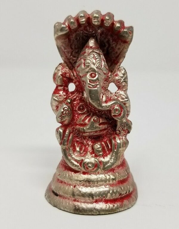 Hinduism Statues & Figures~Solid Brass Silver Plated Finish Ganesh 2"H