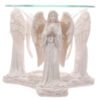 Home Fragrance~White Praying Angel Figurine Oil Burner with Glass Dish