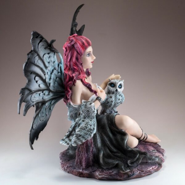 Fairy Collection~Gothic Black Fairy With Snowy Owls Figurine Statue 12.5" Wingspan New In Box!