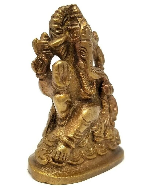Hinduism Statues & Figures~Brass Antique Finish Ganesh Statue 3"H 2.5"W
