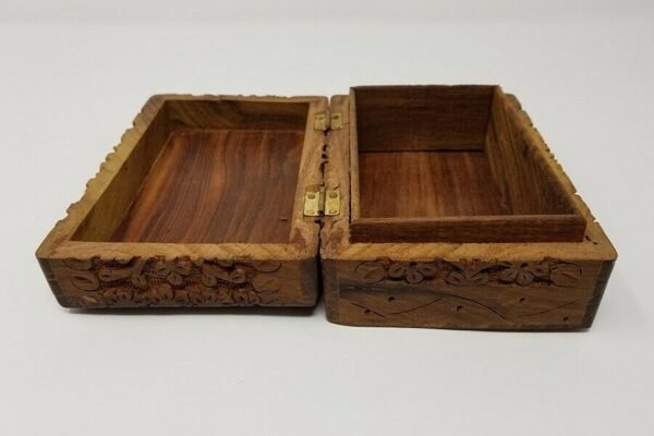Palo Santo & Sage~New Triquetra Carved Wooden Floral Box Altar Wicca Pagan Jewelry Gift Box