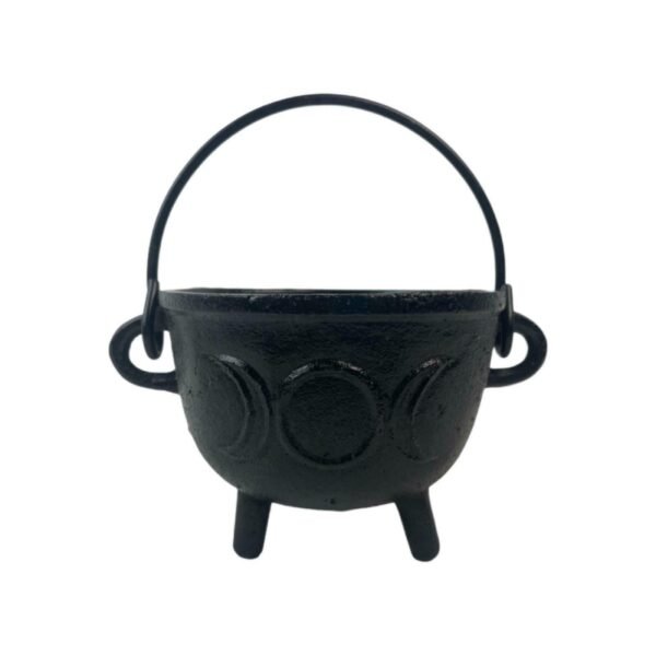 Witchcraft~4.5" Triple Moon Cast Iron Cauldron Incense Charcoal Burner