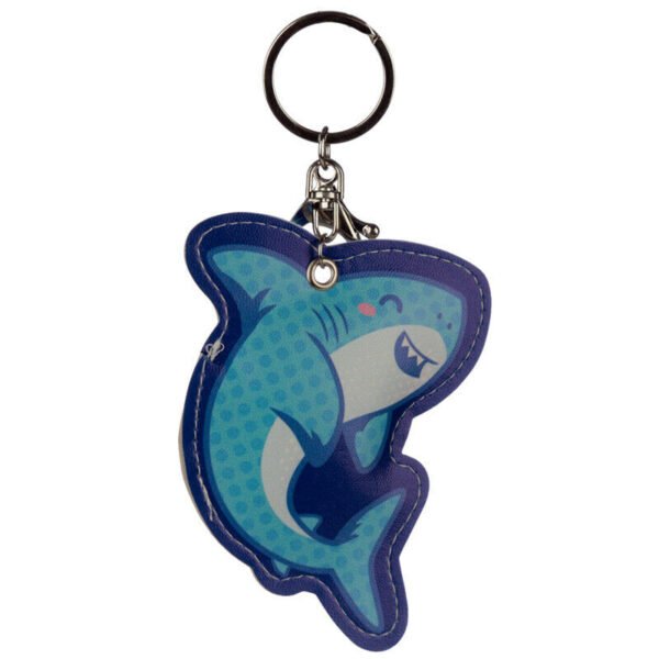 Collectable design~New Fun Blue Shark Leatherette Keyring key chain Split Ring