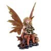 Fairy Collection~Peach Fairy With Dragon Sitting With Mushrooms Figurine Statue 5.75" High New