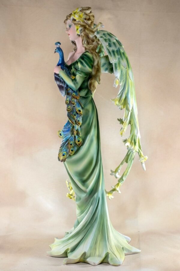 Fairy Collection~Large Scale Green Angel Fairy With Peacock Figurine Statue 21" High New In Box