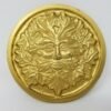 Wicca & Paganism~Solid Brass GREEN MAN Altar Tile Wicca Gold Finish 3.5" Round