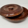Wicca & Paganism~Carved Wooden Offering Bowl w/ Lid 10" Handmade Wood Round Floral Design