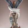 Fairy Collection~Dark Angel Fairy With White Dragon Figurine Statue Feathered Wings 14.75"H New