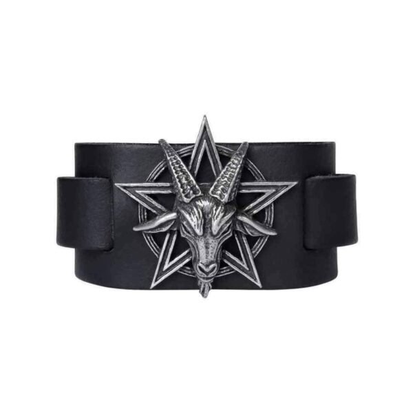 Alchemy - BAPHOMET - Leather Wrist Strap / Occult, Gothic, Black Metal