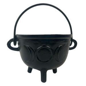 Witchcraft~4.5" Triple Moon Cast Iron Cauldron Incense Charcoal Burner