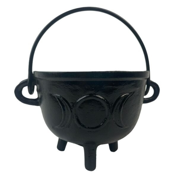 Witchcraft~4.5" Triple Moon Cast Iron Cauldron Incense Charcoal Burner