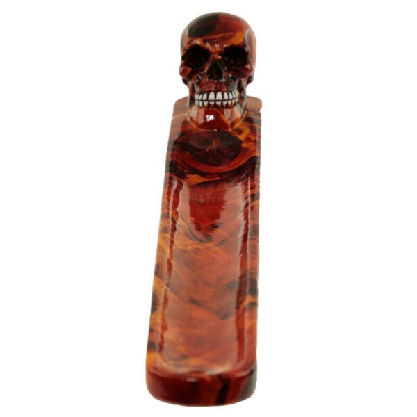 Home Fragrance~Fantasy Skull Dark Flames Marble Incense Burner Ashcatcher.
