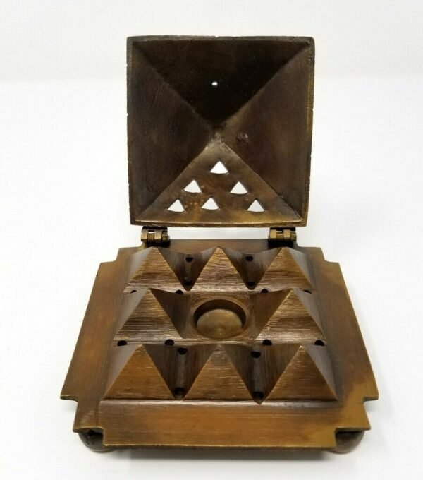 Home Fragrances ~NEW Solid Brass Egyptian 9 Pyramid Cone Burner Honey Gold Finish - 2 1/2" x 4"