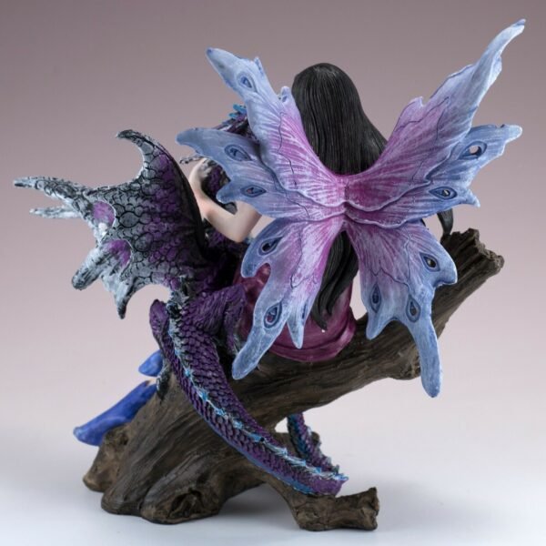 Fairy Collection~Pink Fairy Laying On Tree With Purple Dragon Figurine Statue 8.5" High New