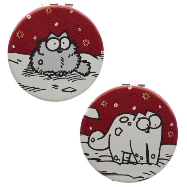 Collectable Design~1 x Simon's Cat Christmas Leatherette Compact Mirror Different image each side