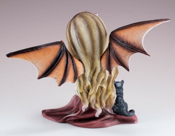 Fairy Collection~Little Vampiress With Black Cat and Crow Vampire Fairy Figurine 7.5" Wide New