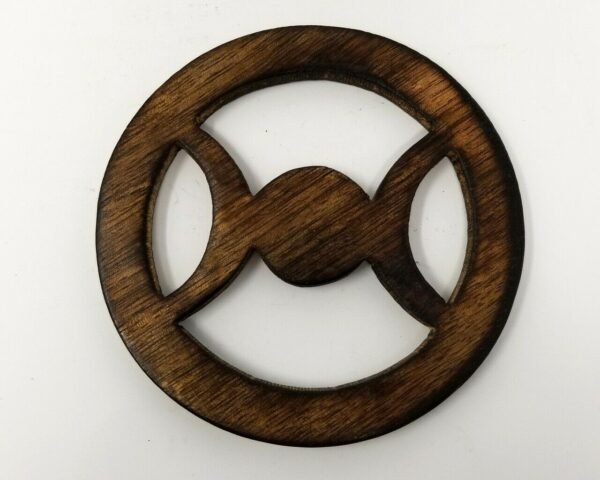 Wicca & Paganism~4" Triple Moon Altar Tile, Wooden Carved and Stained (Wicca Pagan)
