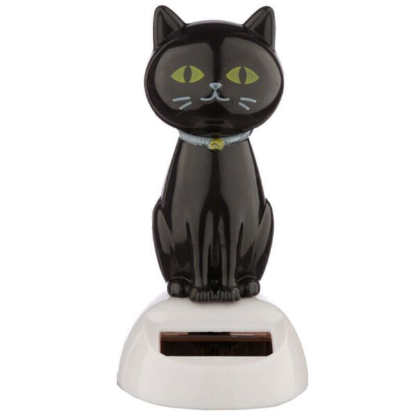 Home Decor~Lucky Black Cat Novelty Solar Powered Dashboard Flip Flap Pal
