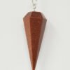 Magicun Stone~Red Gold Stone (Sun Sitara) Pendulum w/ chain, Faceted (Natural Crystal Stone)