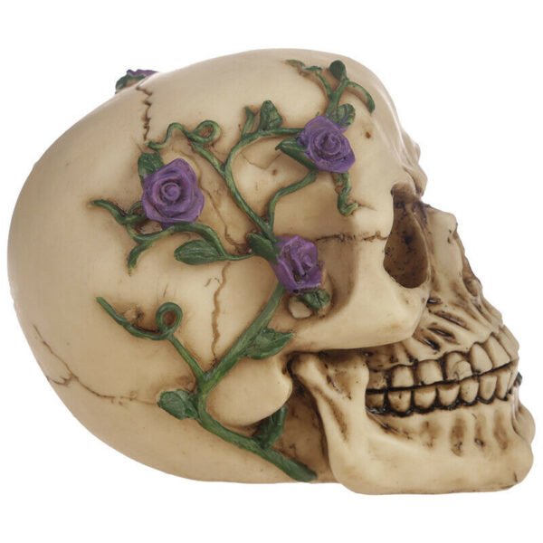 Home Decor~Gothic Skull Decoration with Purple Roses