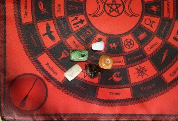 MagicunTarot Cloth~Kit cloth on the Altar Circle Witch + 5 magic stones Wicca Divination Council