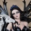 Fairy Collection~Large Scale Black Fairy With White Dragon Figurine Statue 26" High Resin New!