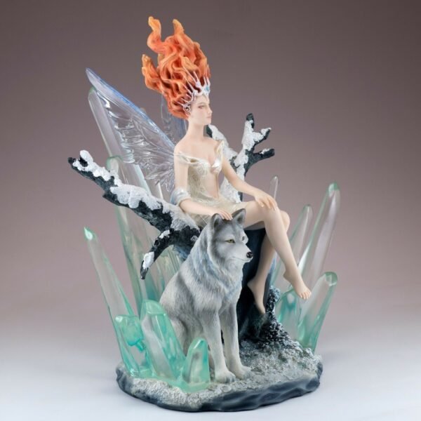 Fairy Collection~Crystal Fairy With Wolf Figurine Statue 9.5" High New In Box!