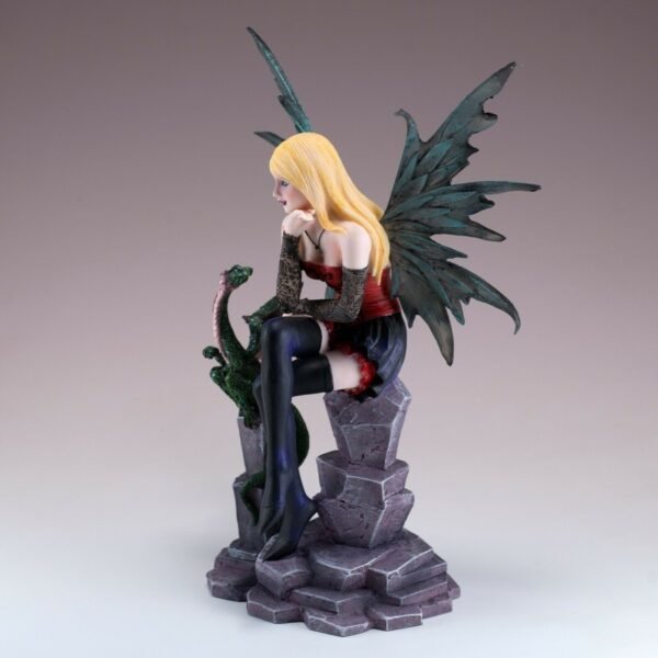 Fairy Collection~Fairy In Red With Dragon Sitting On Pillar Figurine Statue 8.25" High New