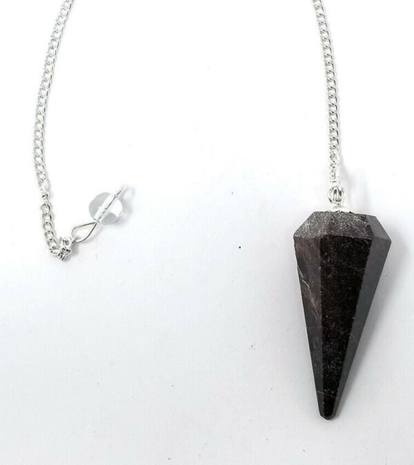 Magicun Stone~Garnet Gemstone Pendulum with Chain, Faceted (Natural Crystal Stone)