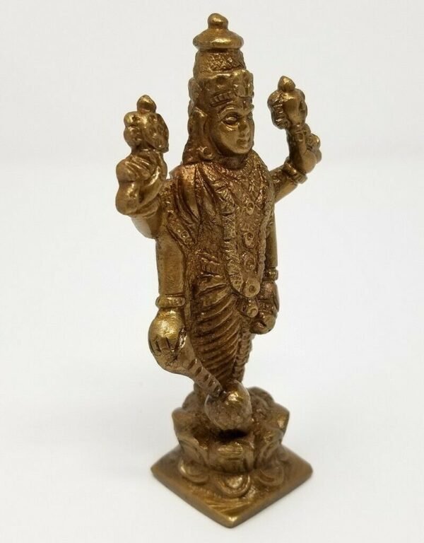Hinduism Statues & Figures~Brass Antique Finish Lord Lord Vishnu 3.75"H 2"W Statue