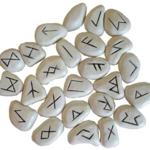 White Resin Engraved Rune Stones Norse Elder Futhark Ritual Magick Divination