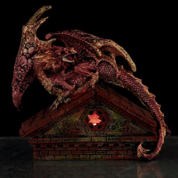 Collectable design~Stained Glass Window Roof Top LED Dark Legends Dragon Figurine