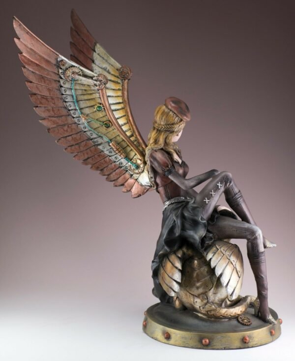 Fairy Collection~Large Steampunk Fairy On Gargoyle Figurine 14.5" High Detailed Resin Statue New