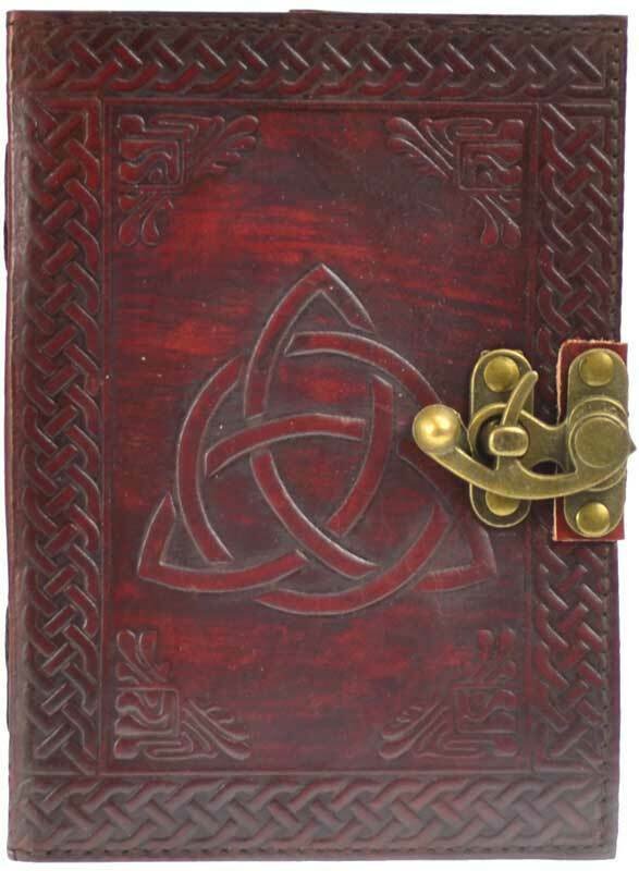 Witchcraft~TRIQUETRA LEATHER BLANK BOOK w/ LATCH 5" X 7" 240 Pgs. ENDLESSNESS
