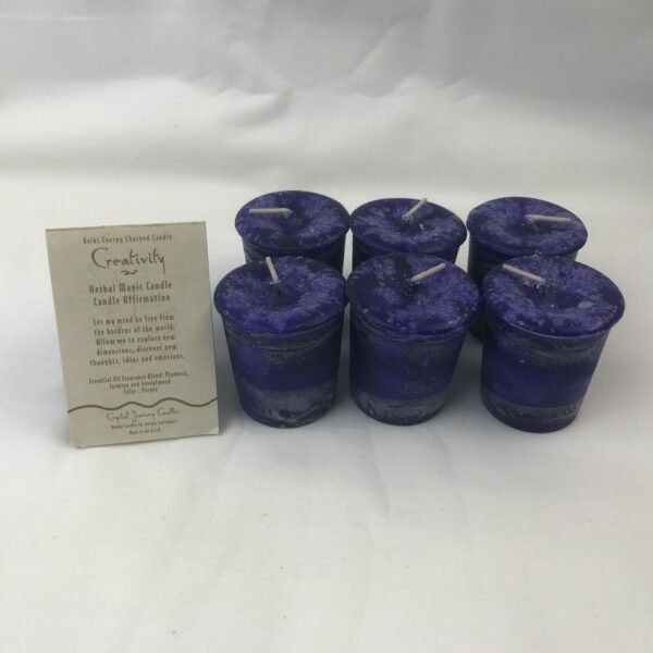 Magic Candle~Creativity Crystal Journey Reiki Charged Herbal Votive Candle - One Candle