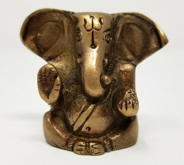 Hinduism Statues & Figures~Brass Antique Finish Ganesh w/ Big Ears Statue 2"H