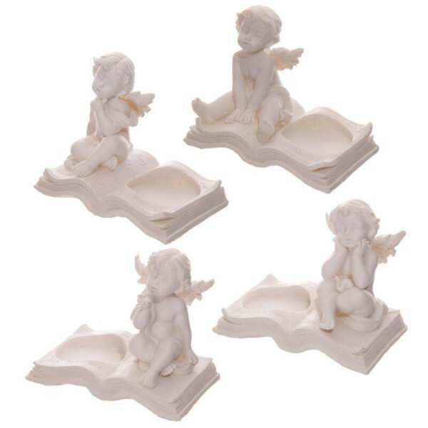 Home Decor~Decorative Cherub Tealight Holder Sitting on Book
