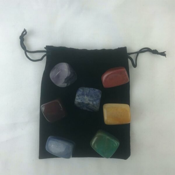 Witchcraft~Gemstone Chakra Balancing Kit With Set Of 7 Tumble Stones & Velvet Carry Pouch