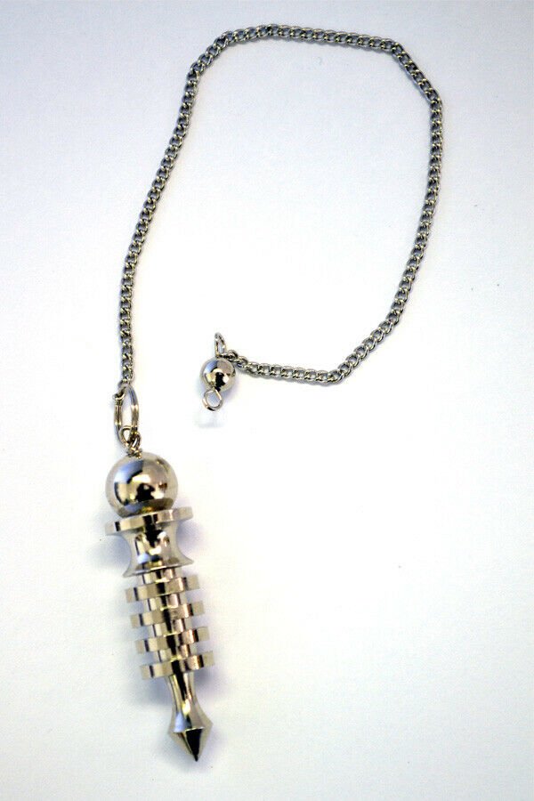 Magicun Stone~Silver Finish Pendulum 2"L with Chain 7"L