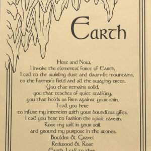 Witchcraft~Earth Invocation Parchment Page Poster Book Of Shadows Wicca Pagan