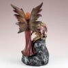 Fairy Collection~Red Fairy Figurine With Dragon On LED Faux Geode 8.5" High Resin Statue New