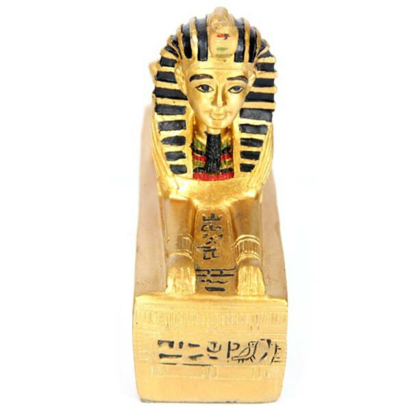 Home Decor~Gold Egyptian Sphinx Figurine On Hieroglyphic Base Ancient Decorative Ornament