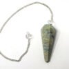 Magicun Stone~Ruby Fuchsite Gemstone Pendulum with Chain, Faceted (Natural Crystal Stone)