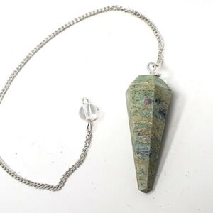 s-l1600_3c908a9a-bfeb-414b-9b3c-ea88ca573a3f Magicun Stone~Ruby Fuchsite Gemstone Pendulum with Chain, Faceted (Natural Crystal Stone)