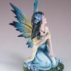 Fairy Collection~Blue Fairy Sitting With Flowers Figurine 5.5" High Detailed Resin New In Box!