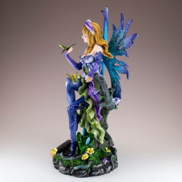 Fairy Collection~Blue Fairy By Pond With Hummingbird Figurine Statue 11.25" High New In Box!