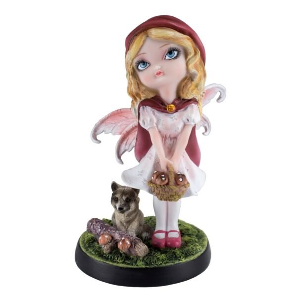 Fairy Collection~Fairy Tale Little Red Riding Hood Fairy Figurine With Wolf 5.75"H Resin New!